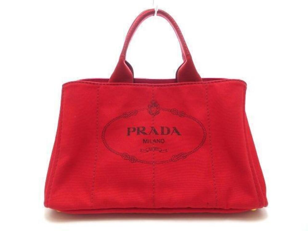 Prada Canapa Canvas Handbag Red
